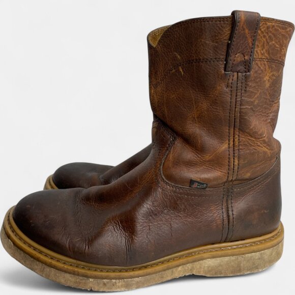 Justin Axe Wedge Men's 13 M Leather Western Work Brown Boots WK4908 Soft Toe - Picture 8 of 15